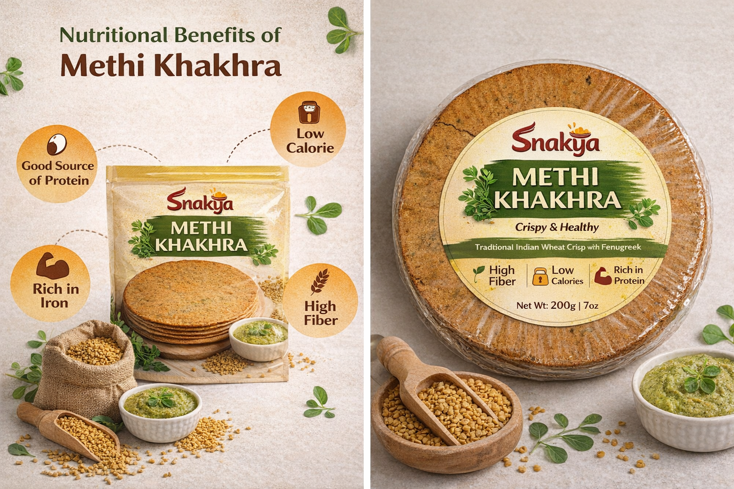 Methi Khakhra – Wholesome & Flavorful Crunch 250gm