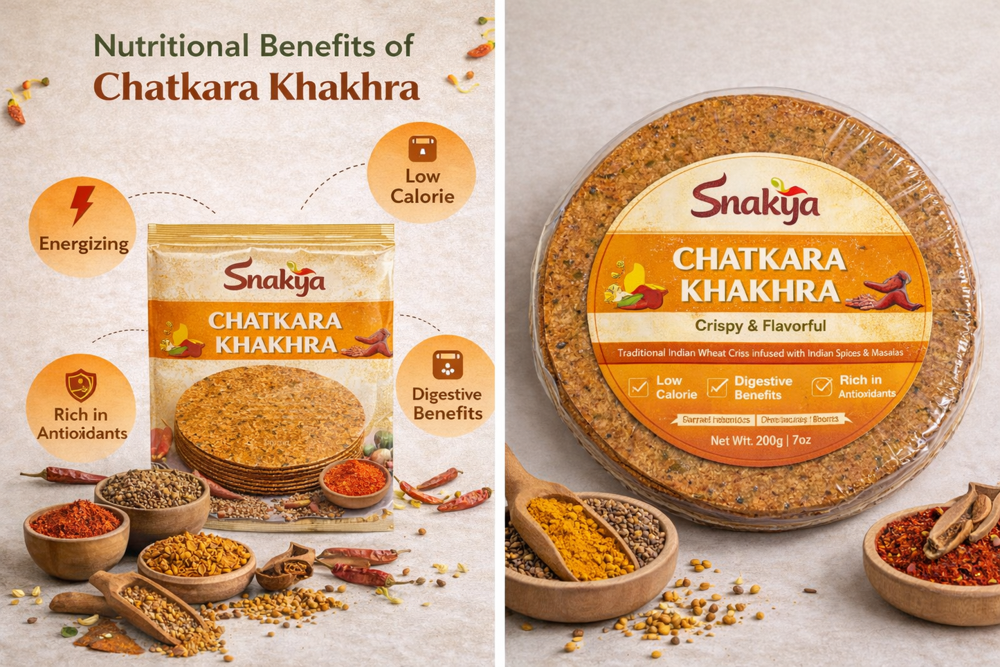 Chatkara Khakhra – Crunch with a Tangy Twist 250gm